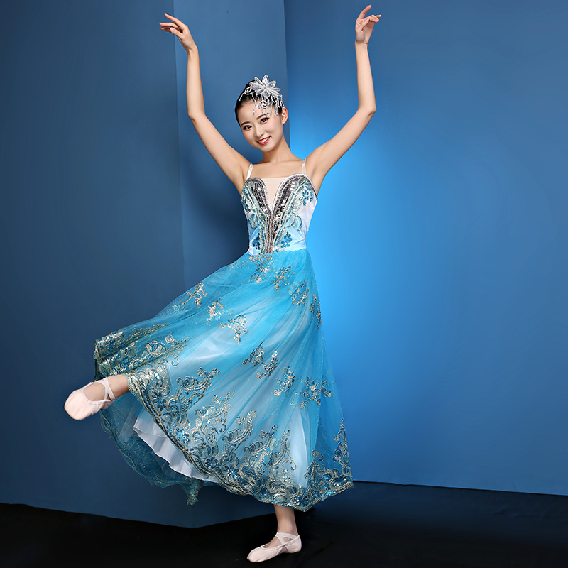 开场舞大摆裙2017新款成人女现代民族舞蹈演出服装中国风大气长裙