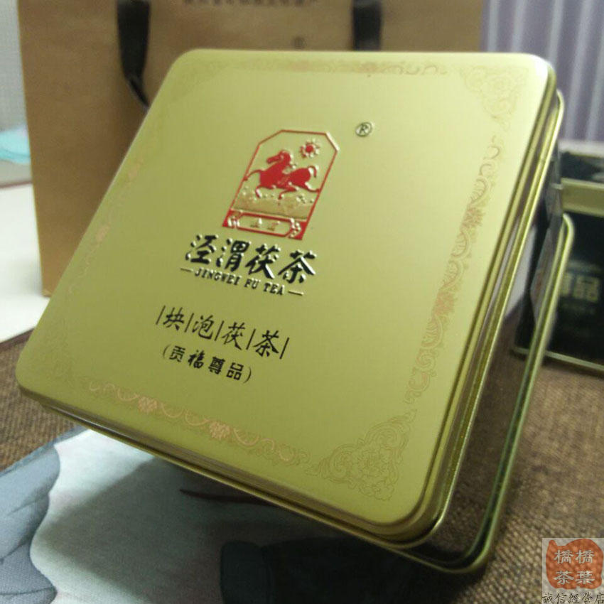 泾渭茯茶黑茶特级陕西正宗金花茯茶砖泾阳茯砖茶经典400克