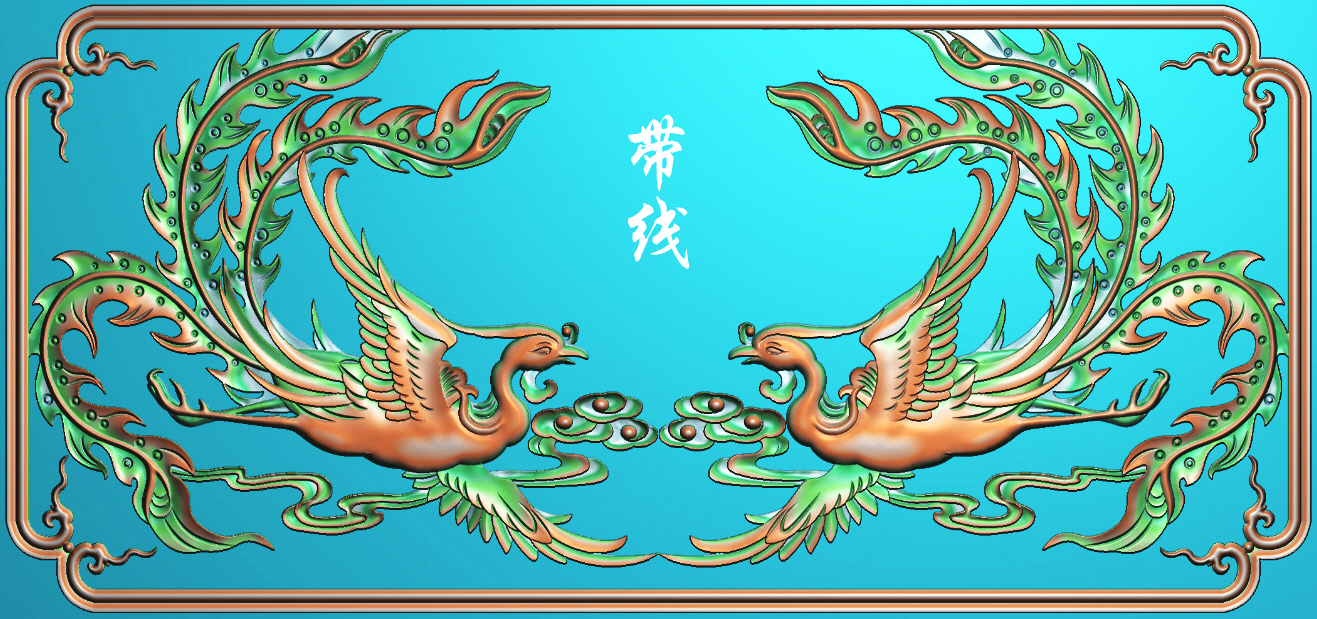 鲜鲜雕刻 双凤凰两张 精雕图jdp浮雕图木雕图仿古家具用图bmp