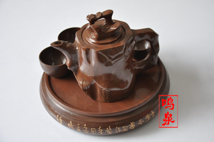 木鱼石大容量梅花桩茶具套装，木鱼石，功夫茶具套装真品