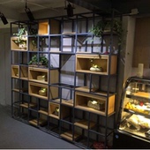 美式loft复古工业风书架柜铁艺实木格子置物架搁板展示架隔断家具