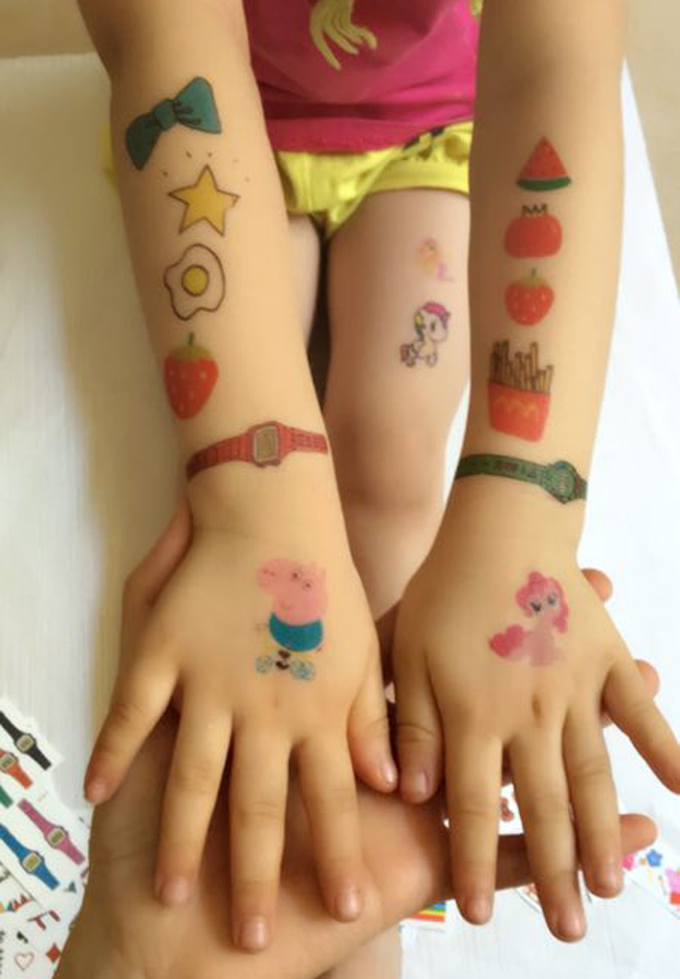 儿童纹身贴防水卡通女孩安全贴画小孩可爱水印男宝宝纹身贴纸