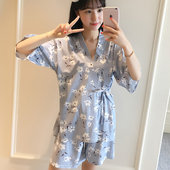 日式和服碎花甜美中学生韩版 家居服 薄款 套装 睡衣女士夏季纯棉短袖