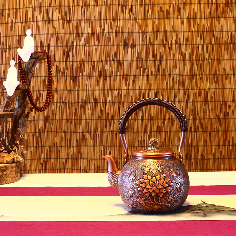 静隐堂手工铜壶 加厚紫铜壶 一张打纯铜茶壶 日本茶具 烧水煮茶器