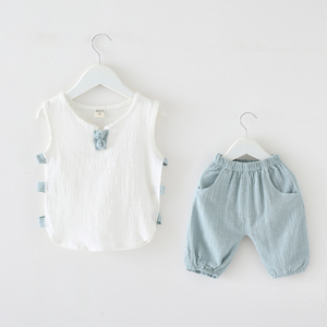 婴幼儿棉麻背心套装