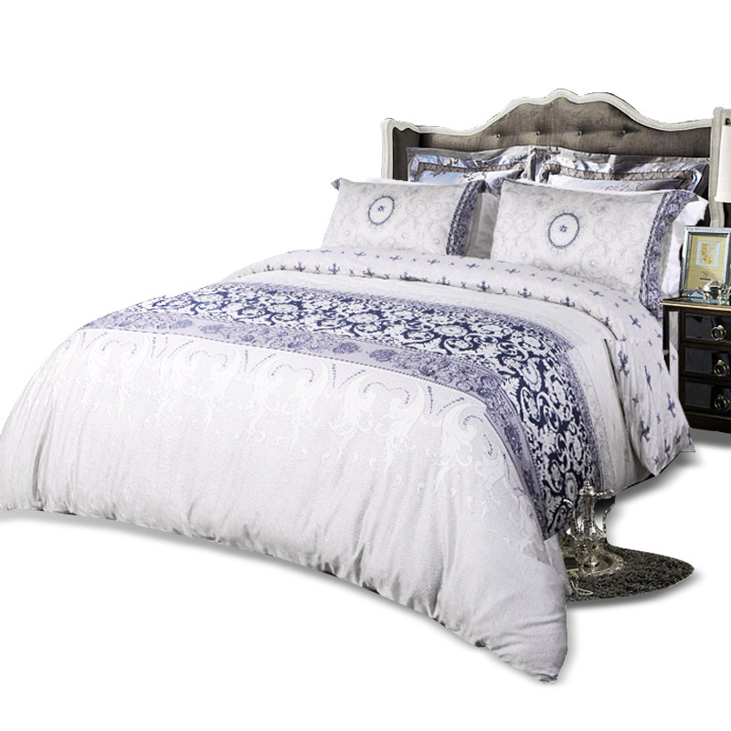 香港卡撒天娇高级长绒棉全棉贡缎四件套欧式床