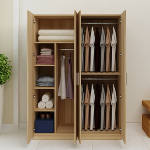 衣柜实木简约现代2门3门4门简易三门板式组装木质柜子推拉大衣橱