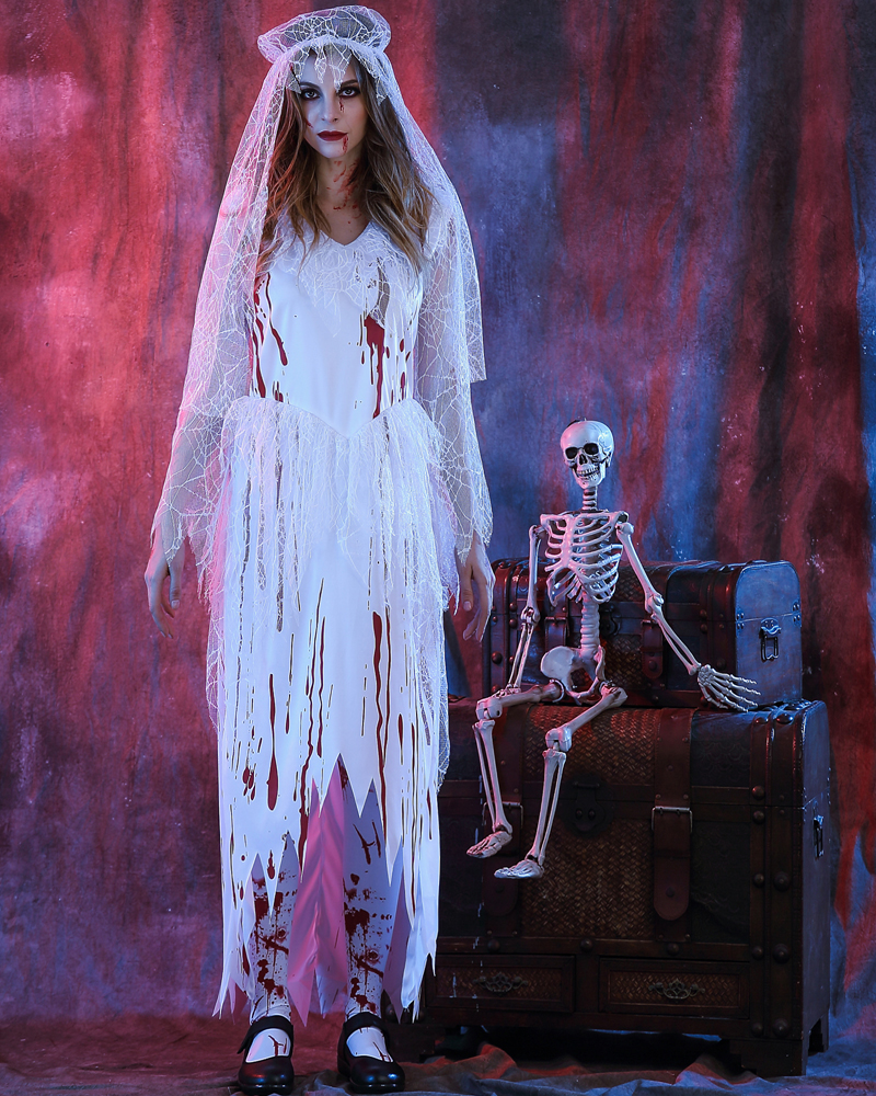 鬼新娘服装婚纱恐怖衣服女丧尸服cos服蕾丝长裙化妆舞会ds演出服