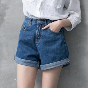 夏季卷边A字阔腿裤