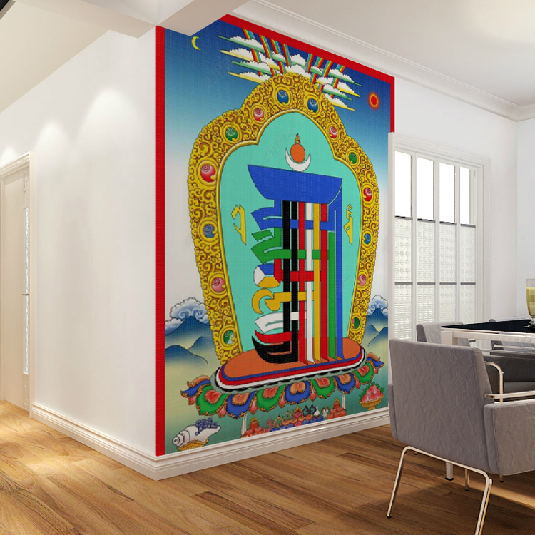 十相自在藏式大型壁画佛教西藏唐卡天花板壁纸客厅电视背景墙纸