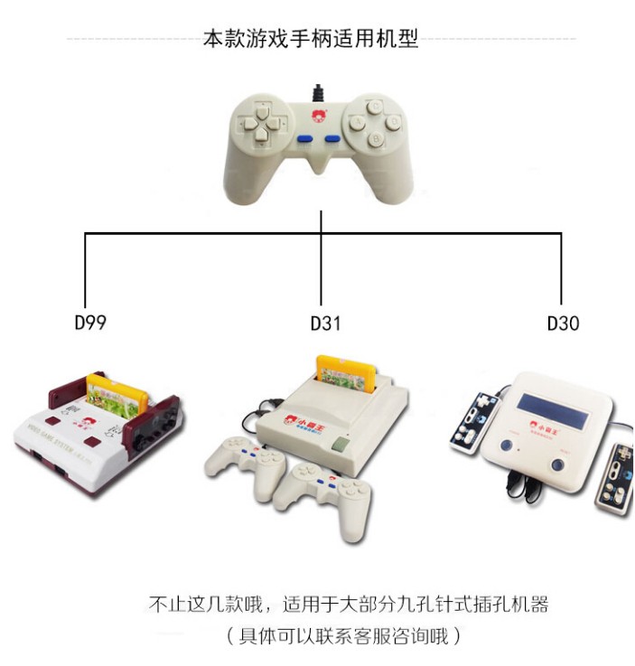 小霸王游戏机9孔牛角羊角手柄通用d30 d31 d99 d101白色1个