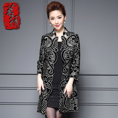 中老年春秋女装女式风衣中长高档妈妈春装外套