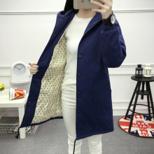 上衣加厚秋冬宽松中长款 棉衣外套 风衣女大码 外套2017新款 孕妇秋装