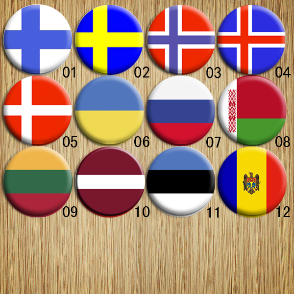 北欧东欧国家国旗徽章 芬兰 瑞典 挪威 冰岛丹麦 俄罗斯 乌克兰等