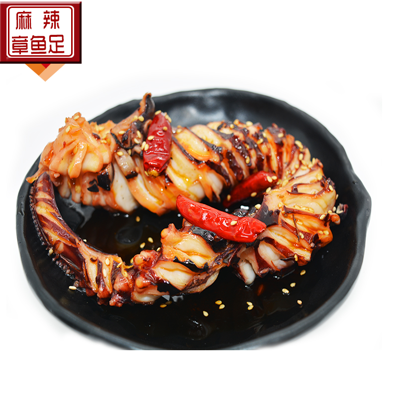 新鲜大章鱼足即食麻辣海鲜章鱼须香辣鱿鱼须辣炒小吃罐装