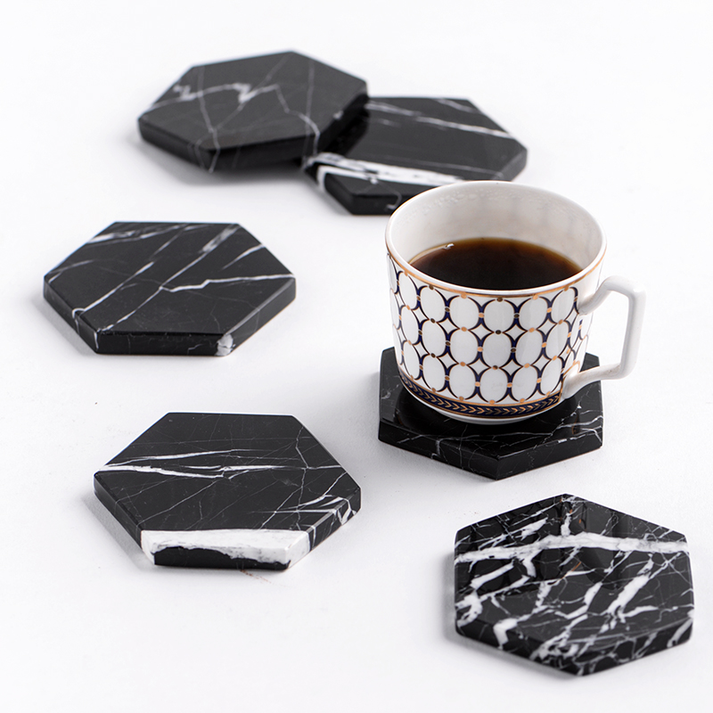 北欧风进口天然大理石杯垫 首饰收纳托盘咖啡杯托 美食摄影摆件