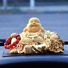活性炭雕可爱小和尚创意汽车摆件招财弥勒佛像保平安车内饰品车载