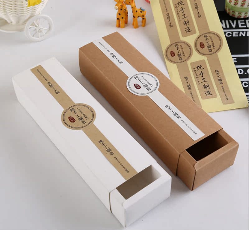 烘焙封口贴 白色牛皮纯手工制造贴纸 包装盒装饰封口贴不干胶 5张
