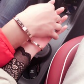 欧美双环钛钢18K金女生款手链手镯环环相扣手环饰品