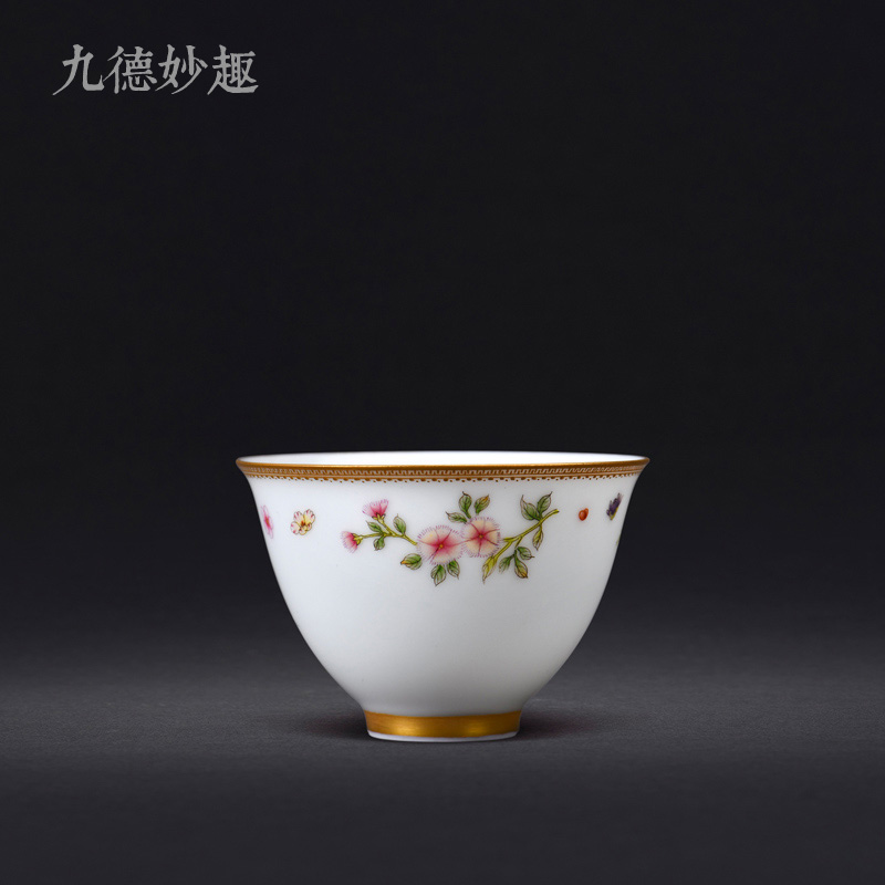 景德镇陶瓷器 手绘珐琅彩 全手工品茗杯功夫茶具主人茶杯 个人杯