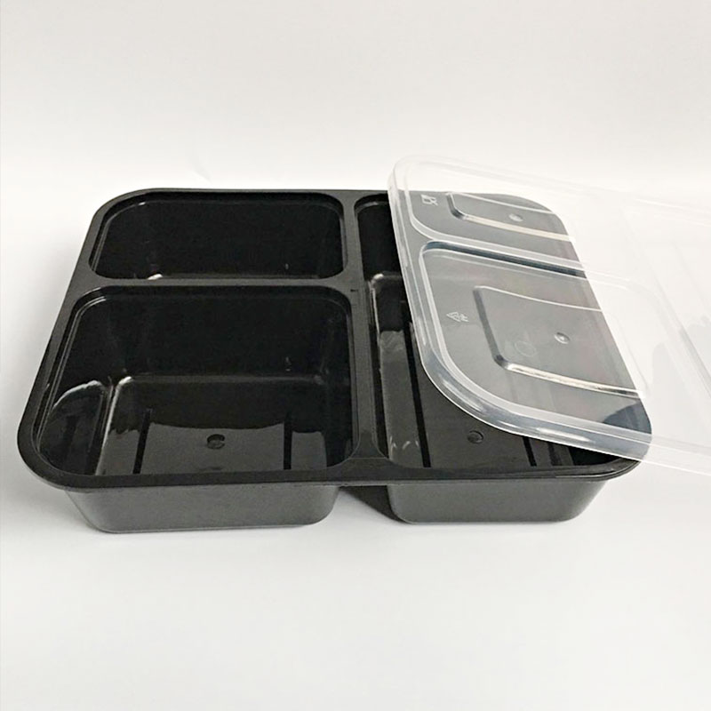 长方形一次性餐盒三格快餐盒外卖打包便当饭盒透明带盖高档套餐盒