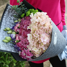 情人节混搭绣球玫瑰花束鲜花速递同城北京生日鲜花店送花上门女友