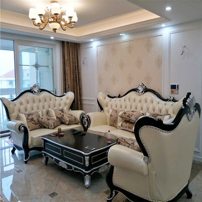 欧式真皮沙发123组合 新古典客厅奢华小户型皮艺现货简欧实木沙发