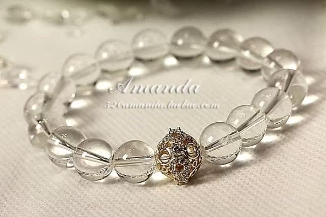 韩版复古饰品女手链 天然透明转运珠手琏 女性白水晶气质手串礼物