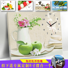 饰画免打孔配电箱挂画客厅带钟表壁画单幅无框画 浩桐电表箱餐厅装