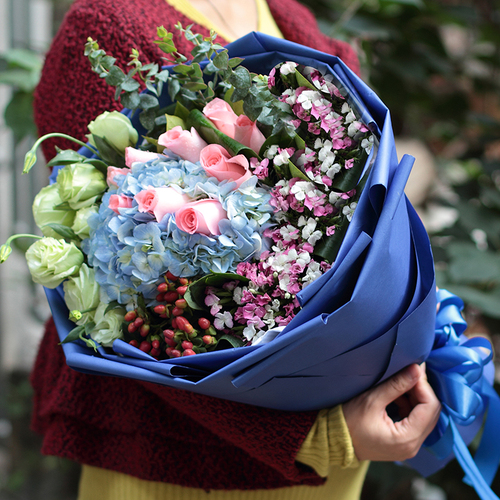 同城鲜花速递玫瑰花绣球花生日花束广州上海深圳北京花店送花上门