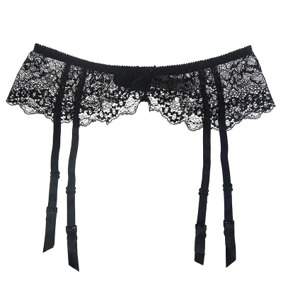 女人的秘密正品\/金属扣蕾丝吊袜带\/黑色白色大