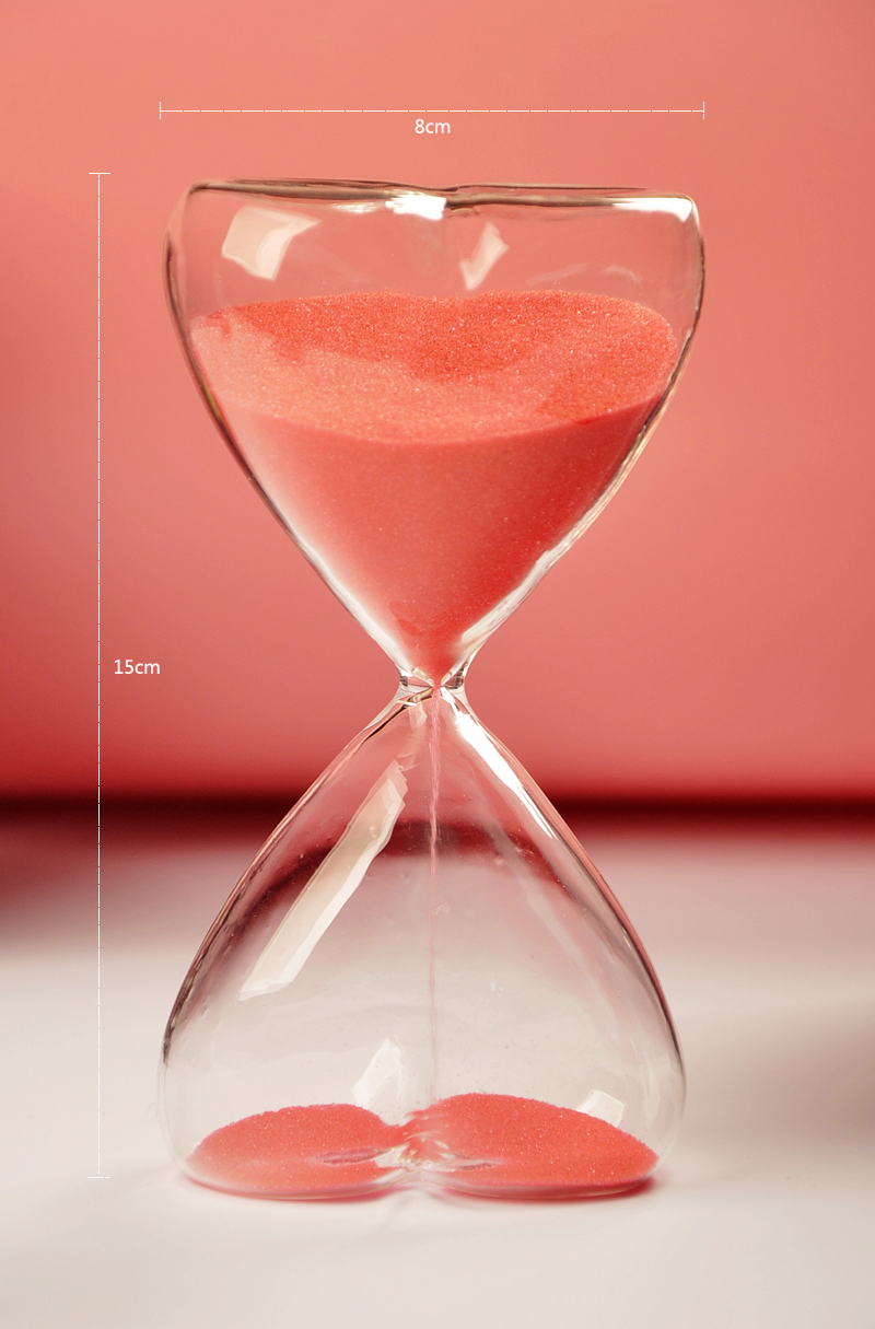 日系简约玻璃透明桌面小礼物独特红色爱心造型可爱十五分钟沙漏