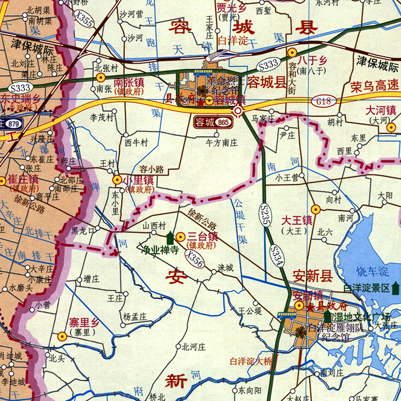 雄县 容城 安新三县新建雄安新区 河北省区域系列地图集 交通旅游图