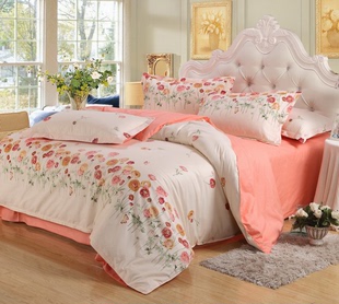 家纺 四件套全棉纯棉简约1.5米1.8m床被套床单床上用品