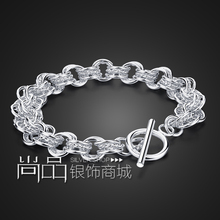 S925纯银环环相扣男生粗手链韩版个性霸气配饰简约正品纯银首饰男