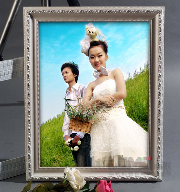 24寸婚纱照放大相框墙创意挂墙结婚照片墙水晶摆台制作大相片框36