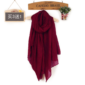 韩国长款文艺棉麻围巾