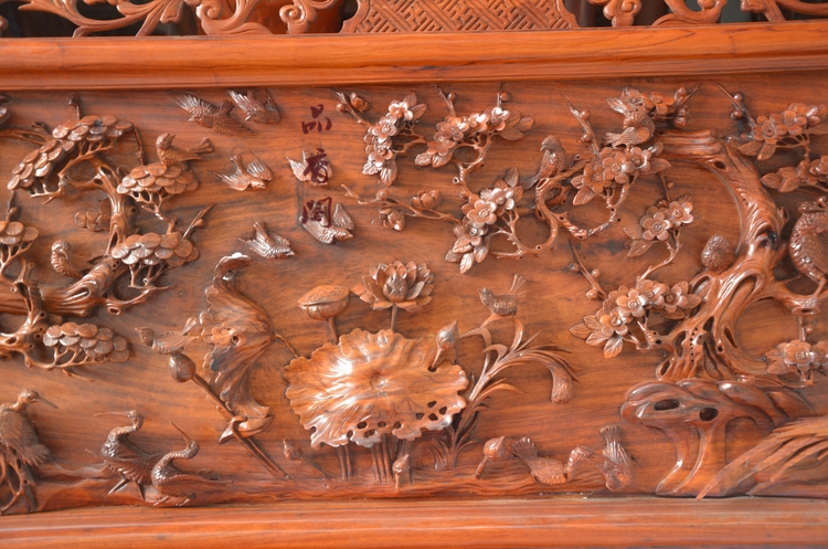 红木挂屏花开富贵木雕礼品 木雕刻工艺 壁挂屏风 家居