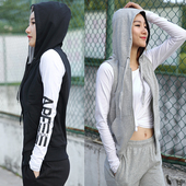 纯棉休闲无袖 马夹外套 坎肩女大码 运动马甲女连帽春秋韩版 天天特价