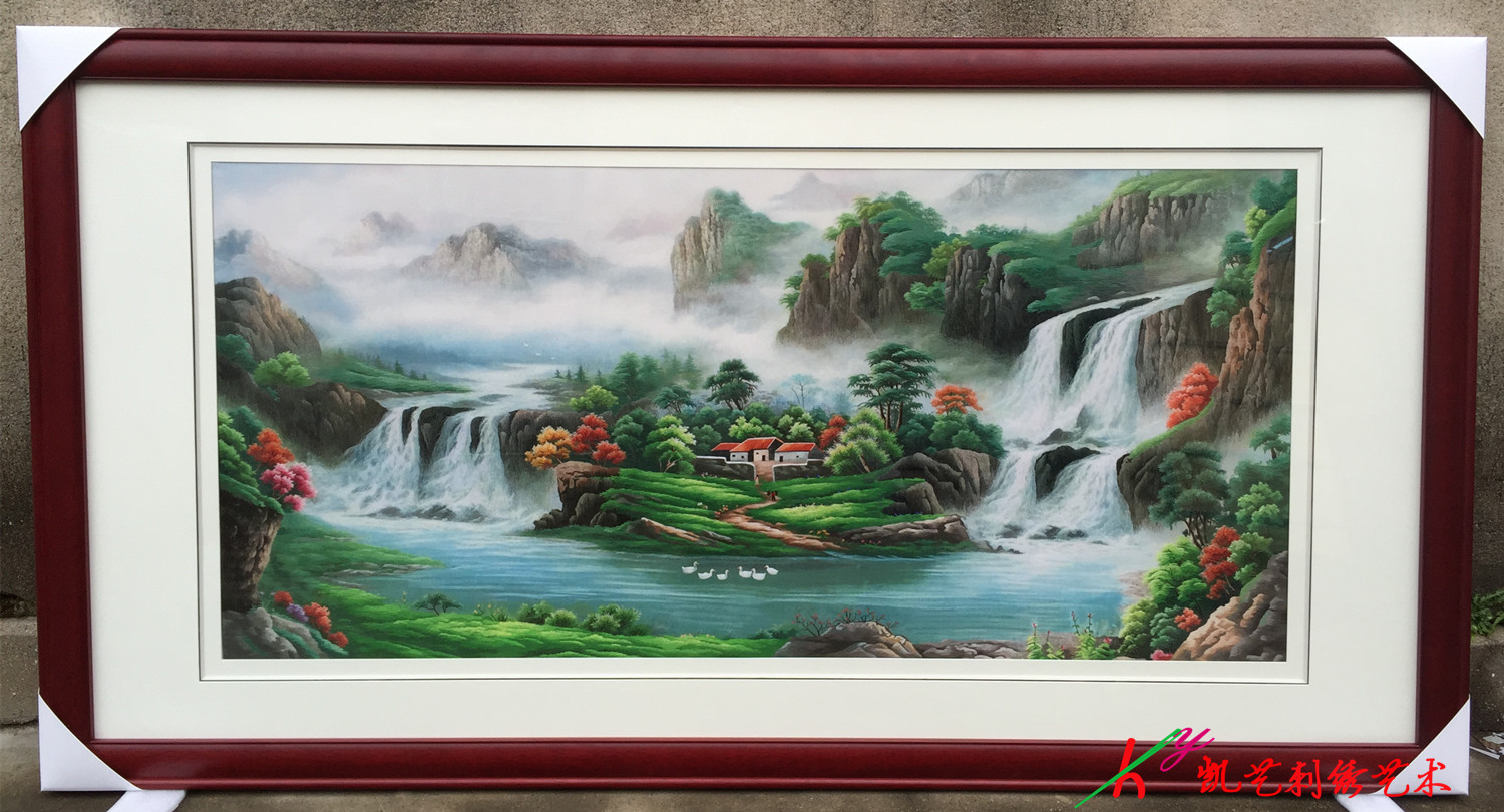 苏绣客厅山水画图片,苏绣机绣客厅山水画,苏绣客厅画新中式图片(第6页)_大山谷图库