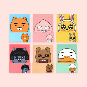 kakao 韩国文具可爱卡通图案信纸贱萌动物表情信纸 信封套装6款选