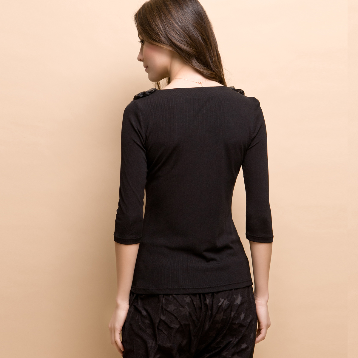 分中袖打底上衣桑蚕丝花朵圆领女士 金三塔1折