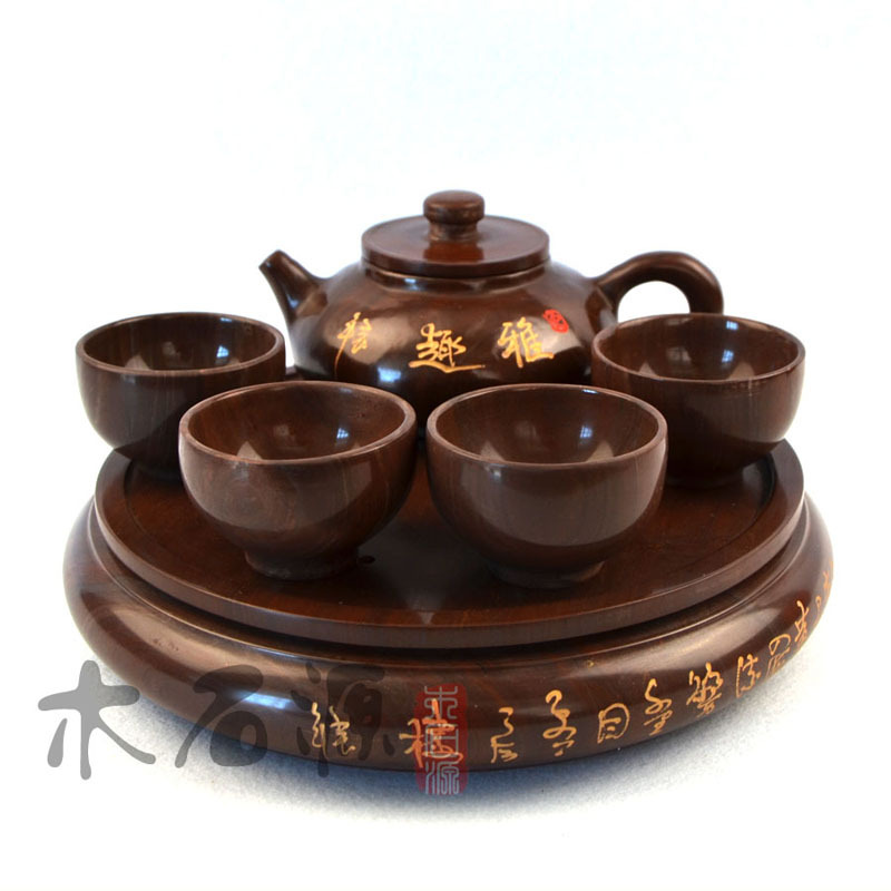 【木石源】纯手工木鱼石功夫茶壶高档保健养生茶具整套装送人礼品