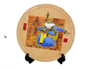 摆设 蒙古族特色书法画礼物纪念品摆设手工艺品 内蒙古皮画仿牛皮画
