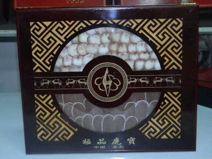 鹿茸片礼盒鹿茸片梅花鹿鹿茸片鹿鞭片正品实木礼盒特价45元