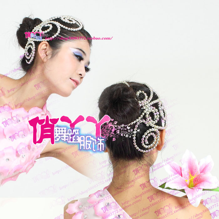 浮花恋影精美高档头发饰/古典舞演出服装饰品/独舞群舞蹈比赛闪亮