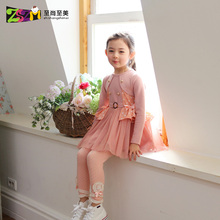 2014秋款新品韩国正品代购儿童装现货韩版女童新款纯色长袖连衣裙