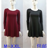 长袖 女装 连衣裙子 2014春秋装 打底衫 韩版 圆领修身 女式大码 新款