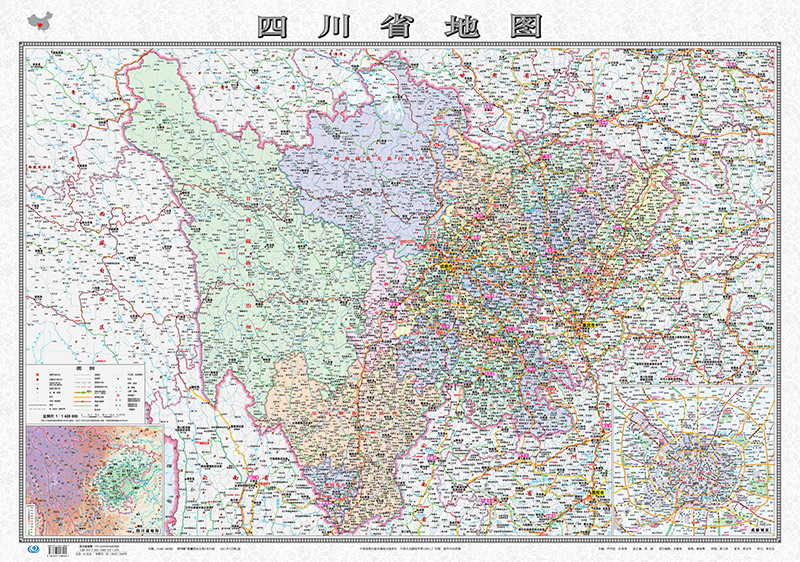 8米 整张 折叠型 中国分省系列地图 四川省交通地图 行政区域规划
