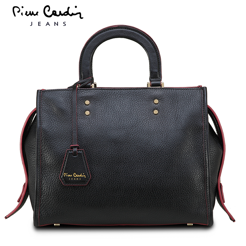 皮尔卡丹真皮女包2017春夏新款 拉链手提包女